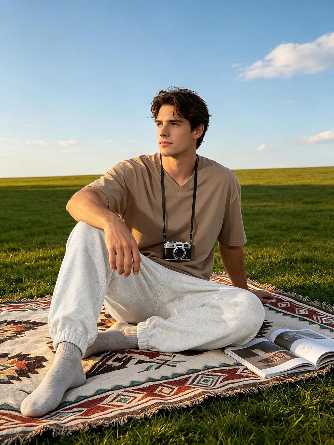 Men's Baggy Cuffed Joggers Cotton-Feel Sweatpants Oversized Athletic Lounge Pants