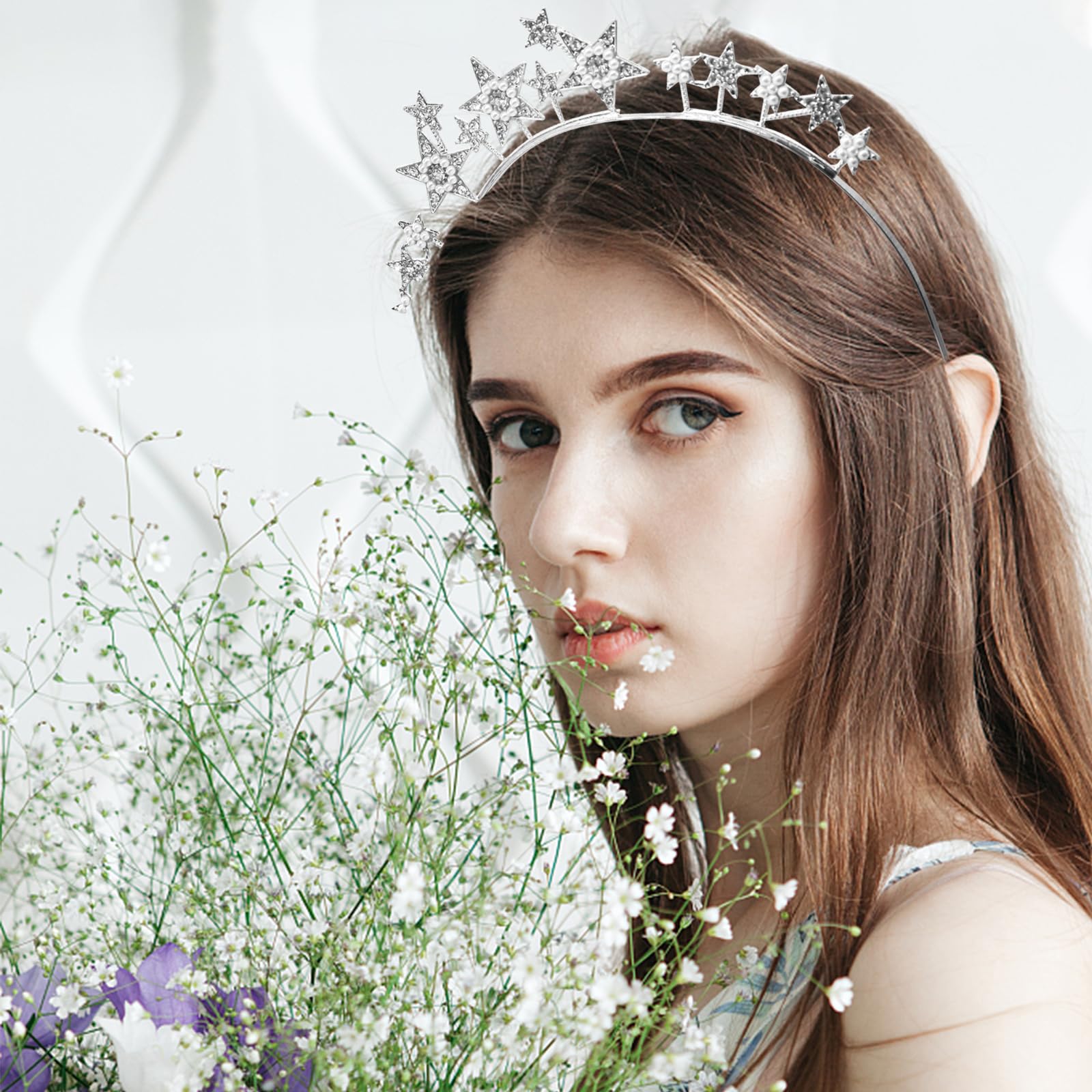 Rhinestone Star Halo Headband - Silver Glittering-Rhinestone-Star-  main image 3