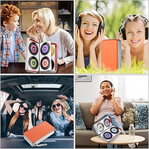 Miniatura 5 de UENTIP Estuche portátil para CD de capacidad para 96, de plástico duro para DVD, organizador de CD, cartera, almacenamiento de DVD (96, naranja)