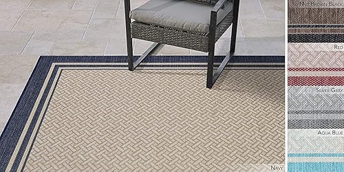 Gertmenian Alfombra clásica de tejido plano, para interiores y exteriores, resistente a las manchas y a los rayos UV, para terraza, patio, junto a