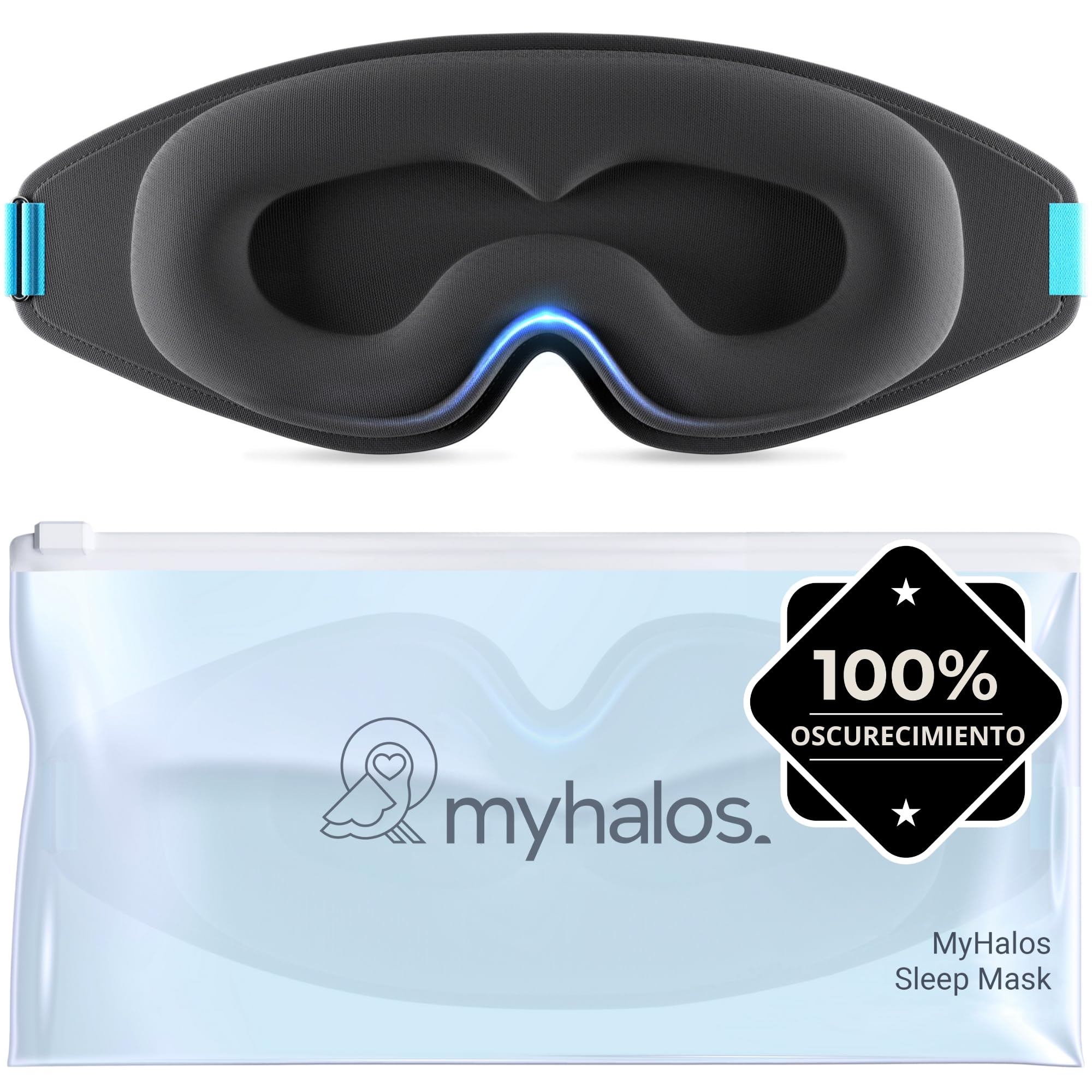 MyHalos Mask Antifaz para Dormir – Antifaz para Dormir Mujer y Hombre Modelo 2022 – Antifaz para Dormir Ojos Sin Presión – Antifaz Dormir con Bolsa de Almacenamiento - Viajes, Yoga, Vendaje de Ojos