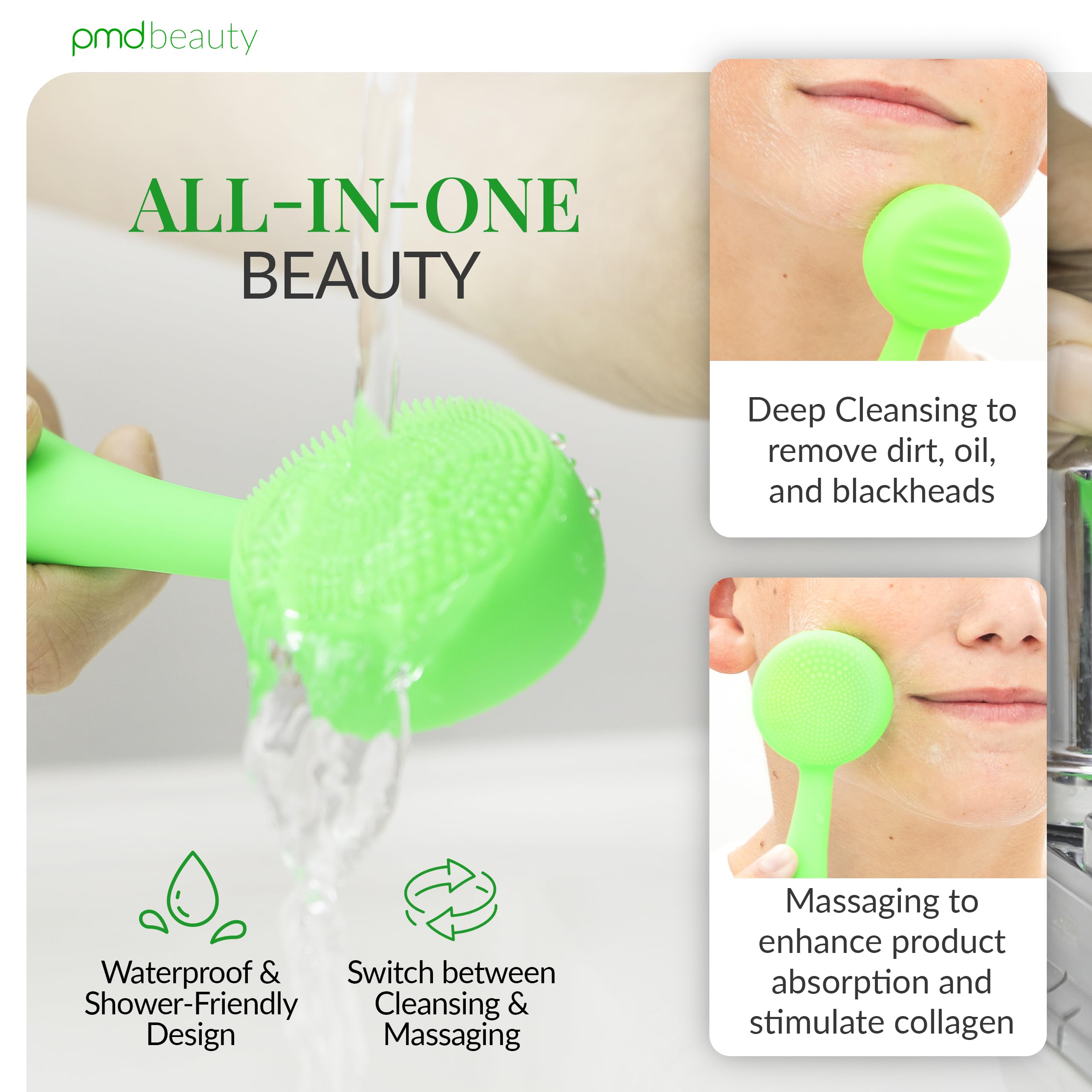 PMD Clean - Smart Facial Cleansing Device with Silicone Brush & Anti-Aging Massager - Waterproof - SonicGlow Vibration Technology - Clear Pores and Blackheads - Lift, Firm, and Tone Skin view 3