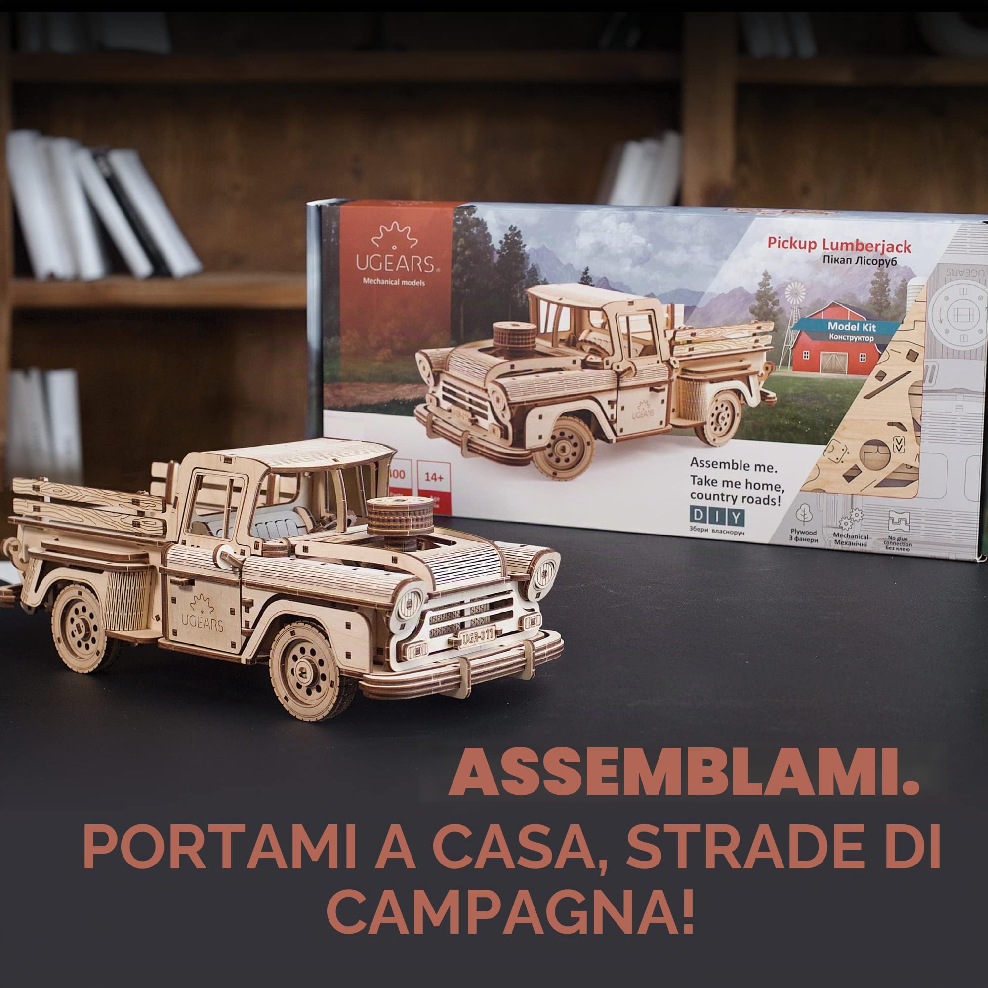 UGEARS Kit Modellino Auto da Costruire - Classico Pickup Lumberjack anni 1950 Puzzle 3D in Legno - Modellismo per Adulti - Puzzle in Legno per Adulti - Puzzle 3D in Legno, Modellini da Costruire