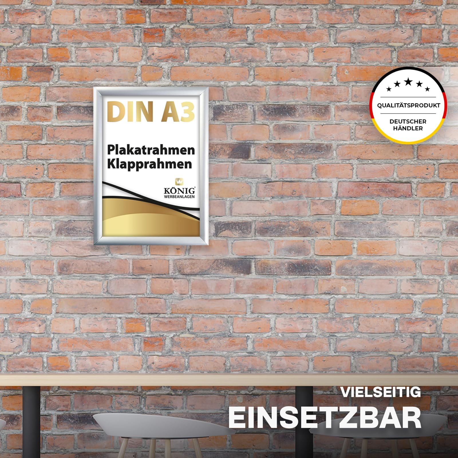 Dreifke 5 Plakatrahmen DIN A3 | 25mm Aluminium Profil, Silber | inkl. entspiegelter Schutzscheibe | Alu Klapprahmen Wechselrahmen Posterrahmen | 5er Sparpack