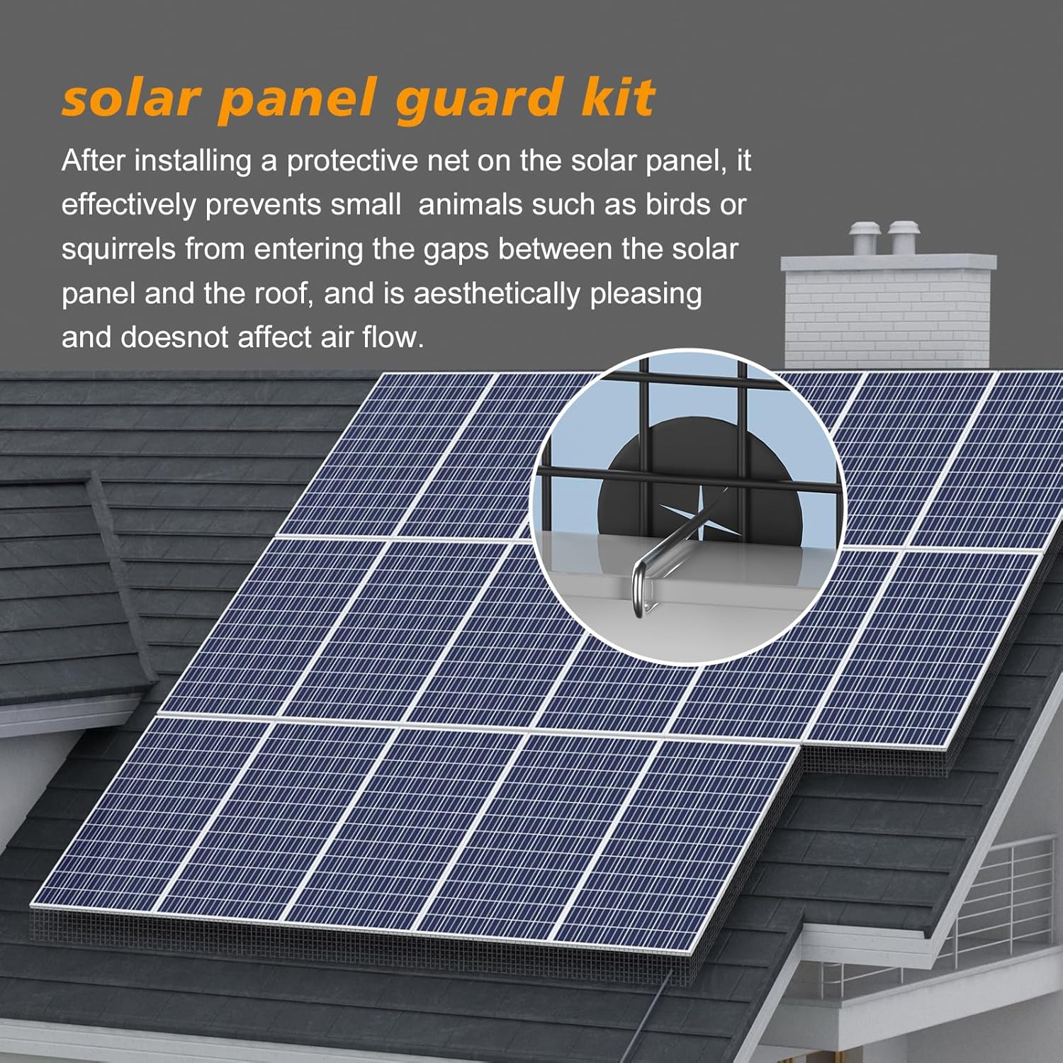 Solar Panel Bird Proof Cover Black Heavy-Duty PVC 1/2 inch 6in * 50FT Bird Proof Rolling net kit Solar Panel Animal Protection Device, can Prevent Pigeons and Birds from Entering The Room