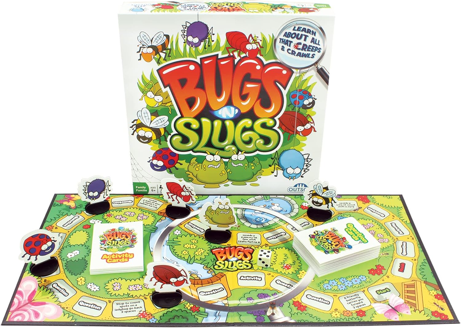 Outset Media Bugs 'N' Slugs Board Game - an Easy to Play Game All About Insects! - for 2 to 6 Players Ages 6 and up