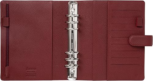 Miniatura 7 de Filofax Norfolk - Organizador de tamaño A5, grosella, piel suave de grano completo, seis anillos, con calendario semanal para ver, multilingüe, 2024