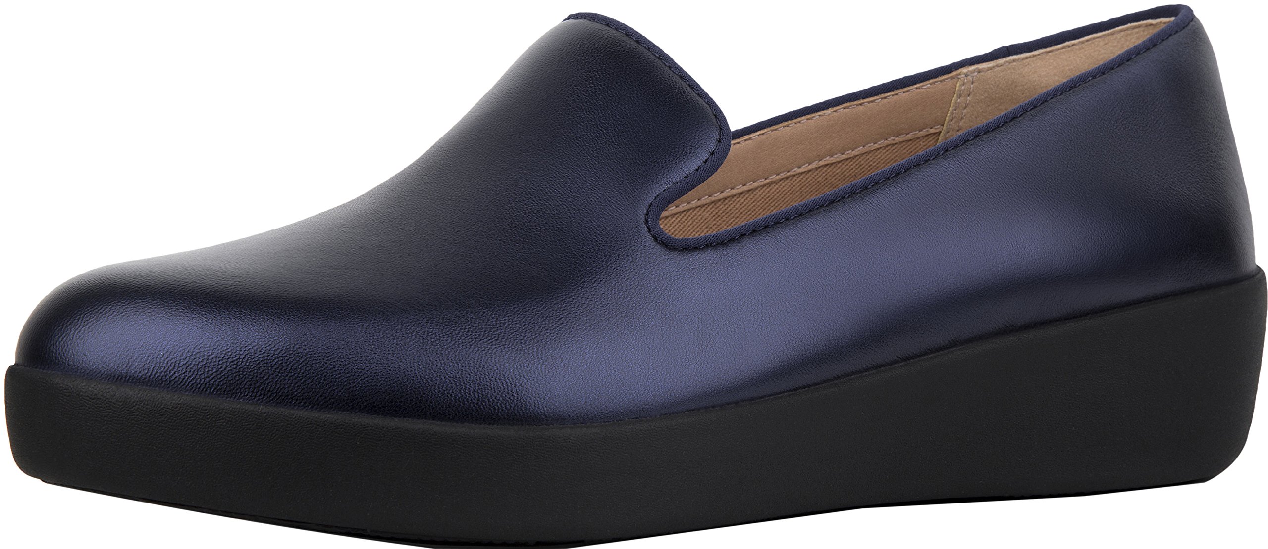 Fitflop Women's Audrey Metallic Smoking Slip-ons, Blue (Midnight Navy 399), 3 UK 36 EU
