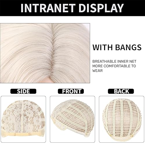 Miniatura 7 de Peluca ondulada corta rosa y azul para disfraz de Halloween para mujer