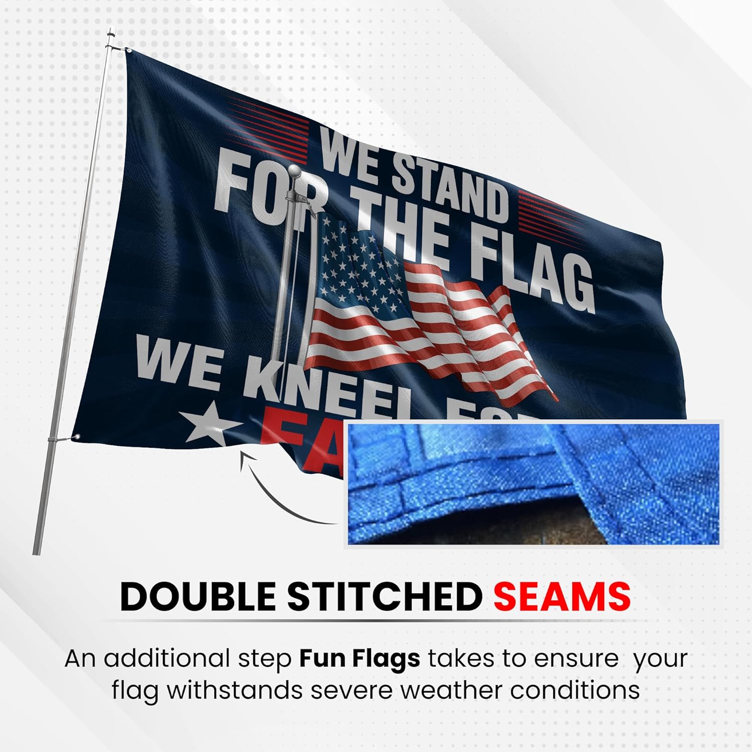 Patriotic Flag - We Stand For The Flag, Yard Flag 3x5 Ft, Military Banner with Double-Sided Art, Weather Resistant & Durable, Indoor/Outdoor Use, Heavy Duty Grommets