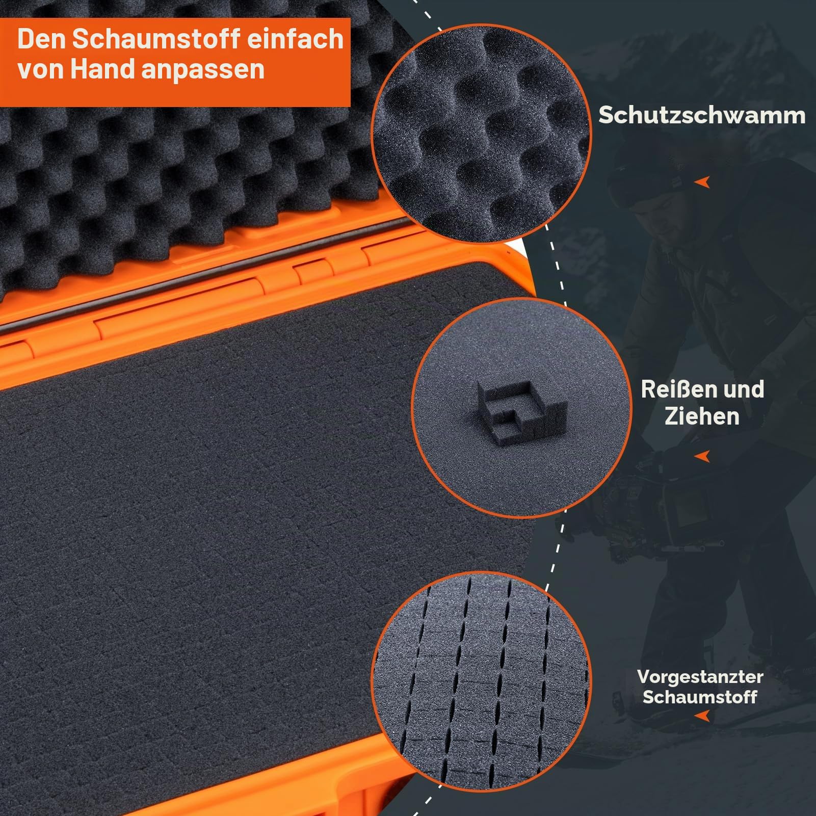 Lykus HC-4410 Wasserdicht Koffer mit Schaumstoff, Innengröße 40x26x10cm | IP67 wasserdicht, steckbarer Schaum, geeignet für Kameras, Objektive, elektronische Geräte und mehr