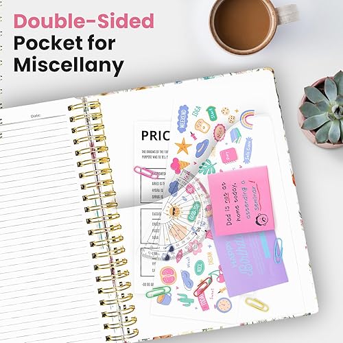 Miniatura 6 de Diario grande con forro en espiral para mujer con divisores y pestañas extraíbles, cuaderno de 5 materias de tapa dura de 8.5 x 11 pulgadas para