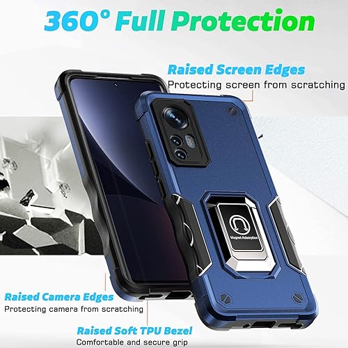 Miniatura 3 de Dinglijia Funda diseñada para Xiaomi 12 Case 12S Case Swivel Kickstand, cubierta de cámara probada contra caídas Protección de lente Funda de