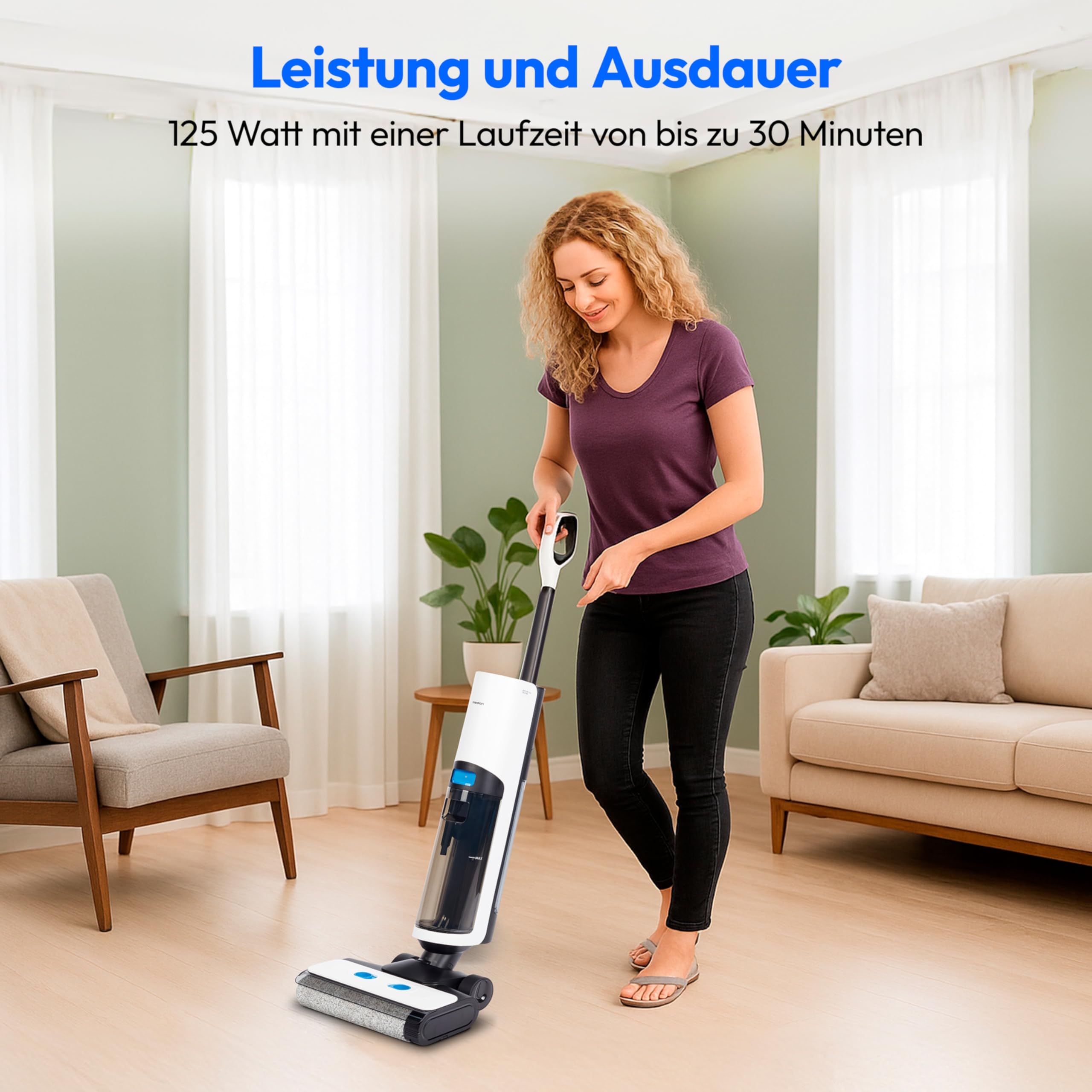 MEDION Saugwischer H20 (Nasssauger kabellos, Akku mit bis zu 30 Min Laufzeit, Bodenwischer elektrisch für Hartböden, getrennter Frischwasser und Schmutzwassertank, Selbstreinigungsfunktion)