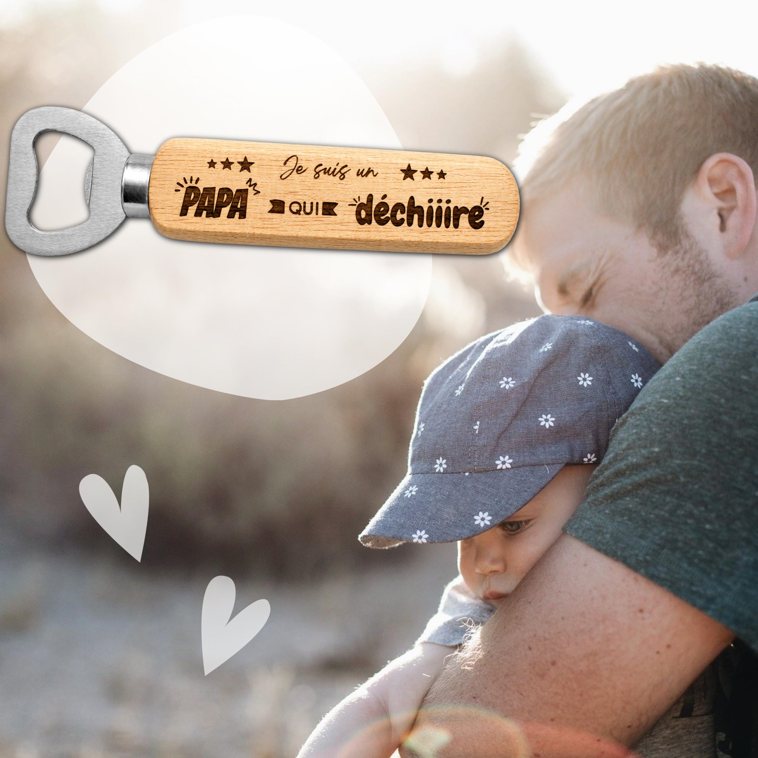 Décapsuleur Papa je t'aime cadeau fête des pères personnalisable