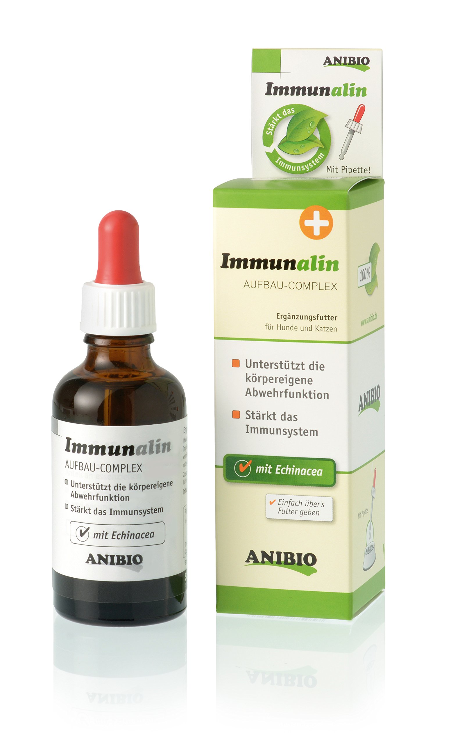 Anibio Immunalin 50ml | Aufbau - Complex zur Regeneration des Immunsystems | mit Zink | mit Echinacea | Kräutermischung | Heilplanzen | Ohne Alkohol | 100% weizenfrei | für Hunde und Katzen