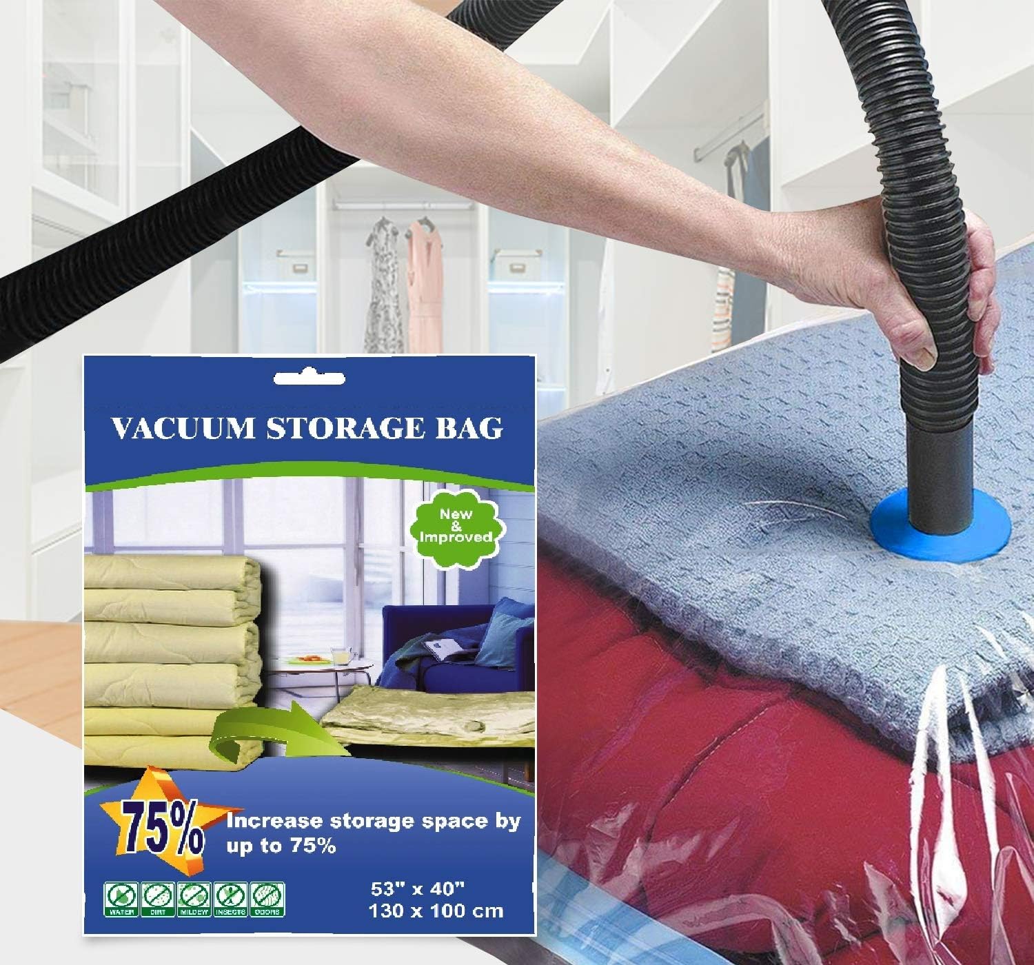 10 Pack Deal Jumbo/Large Space Saver Vacuum Seal Storage Bags Combo with Travel Bags and Carry On Pouch Bags