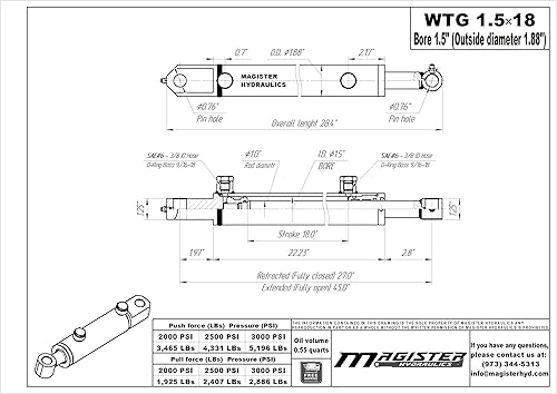 Miniatura 127 de Cilindro hidráulico de doble acción, WTG 2.5x24 Diámetro de 2.5 pulgadas,Diámetro de 1.5 pulgadas,Diámetro de 2 pulgadas,Diámetro de 3 pulgadas