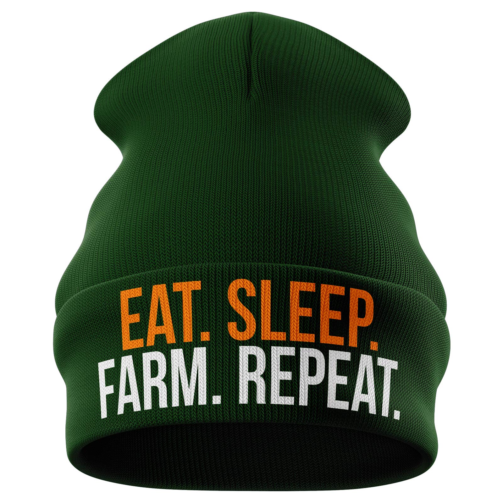 Purple Print House Men's Bottle Green Farming Gifts - Eat Sleep Farm Repeat Funny Beanie Hat - Tractor Gifts Farmers Gifts (Bottle Green), One Size