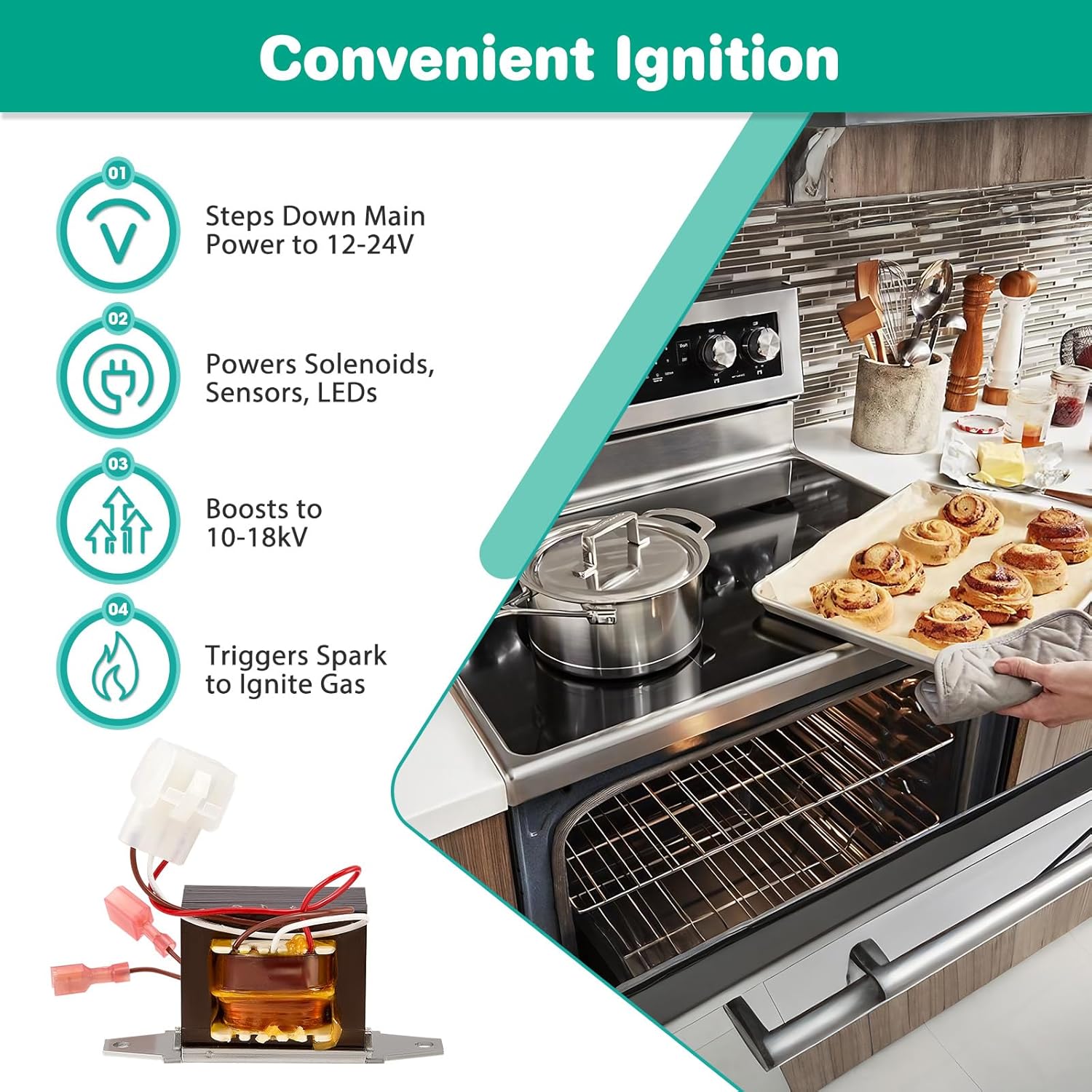 WB27X21609 Cooktop Control Transformer Compatible with GE Hotpoint RCA Kenmore Sears, Gas Stove Transformer Replaces WB27T10856, 3015152, PS8768310