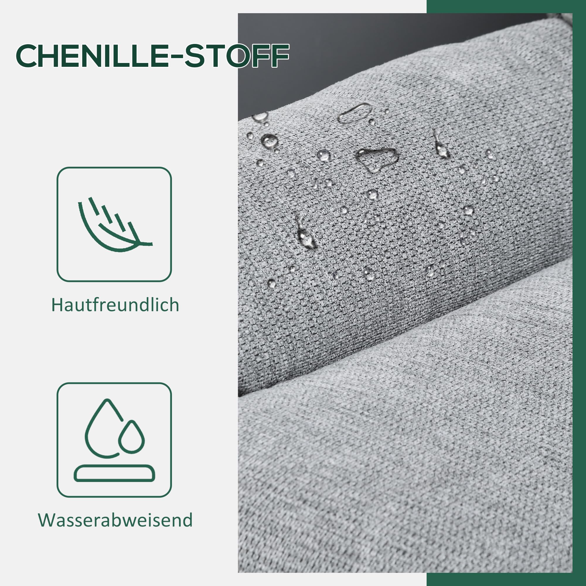 HOMCOM Sessel Wohnzimmer Drehbar Loungesessel mit Breiter Sitzfläche, Dicke Polster Schneidersitz Relaxsessel Lesesessel mit Wasserabweisend Chenille-Optik, Polstersessel für Schlafzimmer Grau