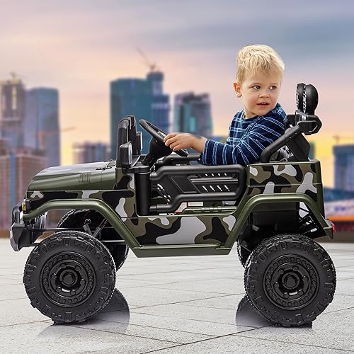 Miniatura 8 de PRIME CLUB Camión eléctrico de 12 V con batería para niños con control remoto, velocidades altas y bajas, música, juguetes de paseo para cumpleaños,