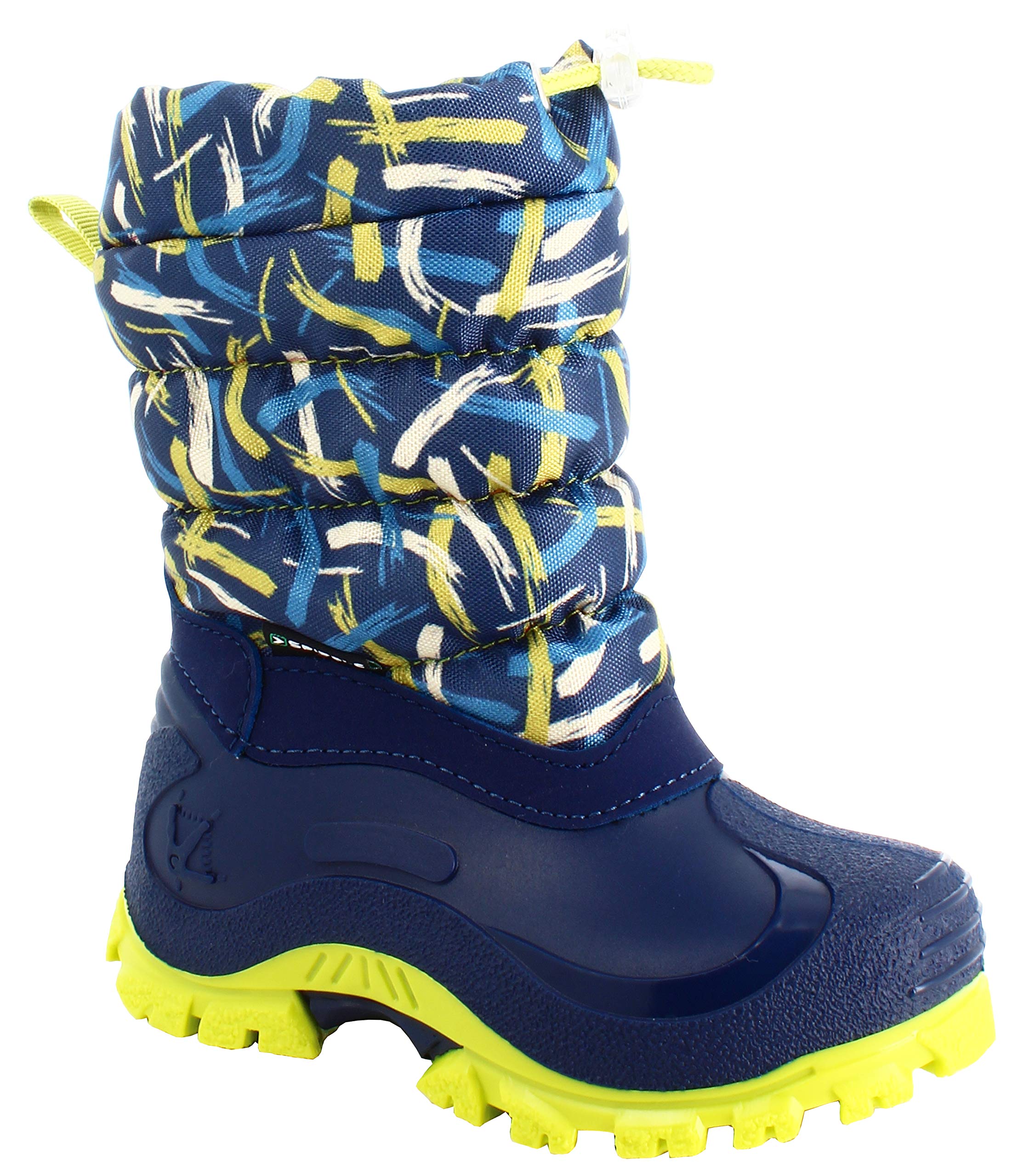 Spirale Boys Sydney Boots, Snow Boot Kids, Winter Boots, Insole in Double Layer Felt and Soft Natural Wool, Blue/Lime, 12.5 UK Child (31 EU)