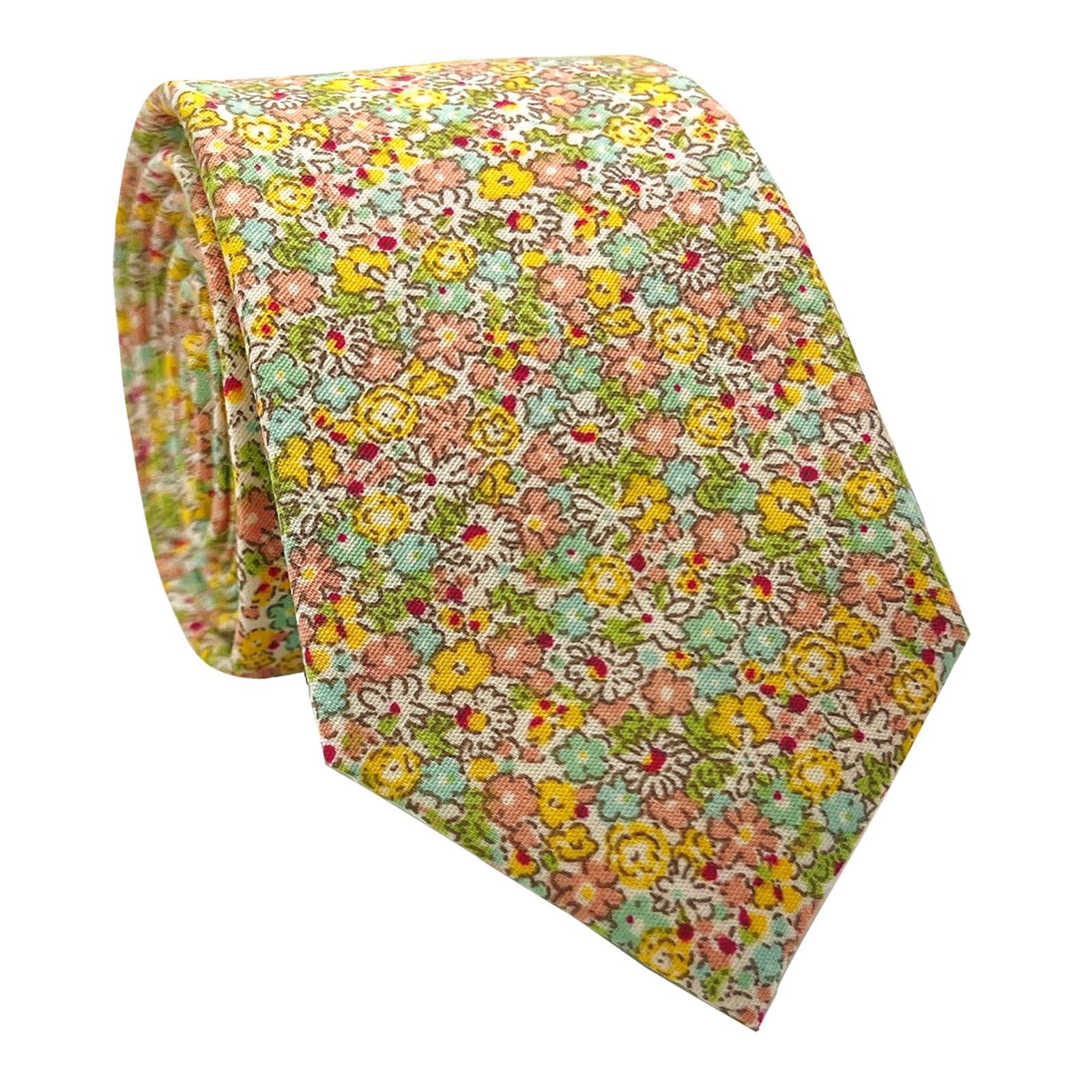 Mantieqingway Men's Cotton Floral Neck Tie 2.56'' Printed Skinny Tie