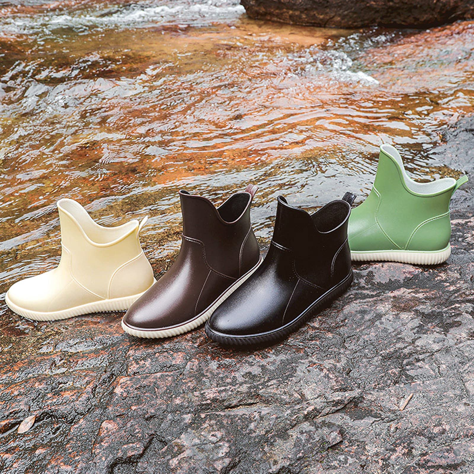 Botas de agua para mujer, botas de lluvia impermeables, botines de lluvia, antideslizantes, botas de jardín, botas de goma, botines de lluvia, botas de lluvia