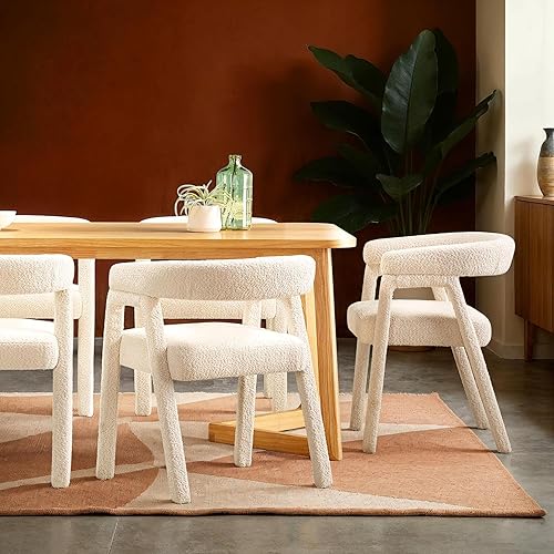 Miniatura 2 de Walker Edison Ezra - Silla de comedor moderna de madera maciza con respaldo redondeado, color natural (juego de 2)