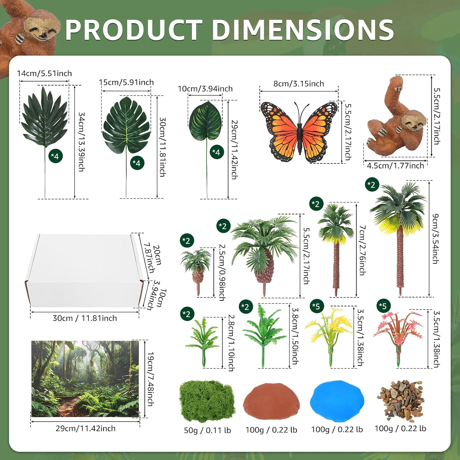 59 Pcs Jungle Diorama Kit Mini Diorama Supplies Habitat Project Box Set