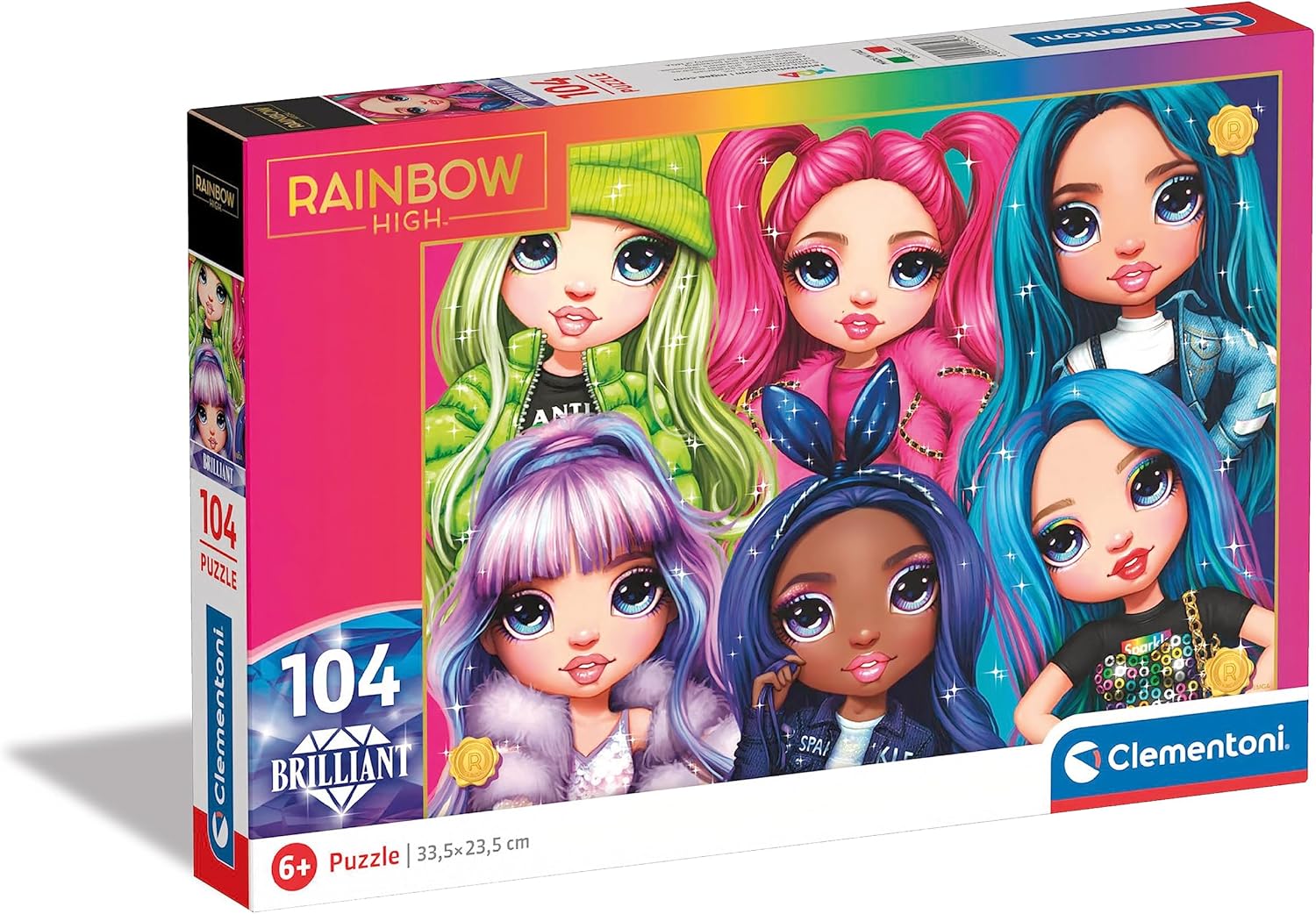 Clementoni 20343 Rainbow High Puzzle 104pzs Supercolor Brilliant High-104 Pieces-Jigsaw Kids Age 6, Multicolored, M