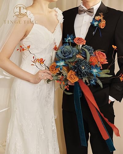 Miniatura 2 de TINGE TIME Boutonniere - Juego de 6 boutonniere de boda para hombre, Boutonniere para novio, novio y padrino, juego de boutonniere para baile de