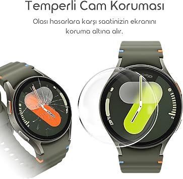 Rongep Samsung Galaxy Watch 7 44mm için Kolay Uygulama Aparatlı Ekran Koruyucu 9H Sertliğinde Çizilmeye Karşı Koruyan Dokunma Hassasiyetini ve Görüntü Kalitesini Etkilemeyen Cam Filmi