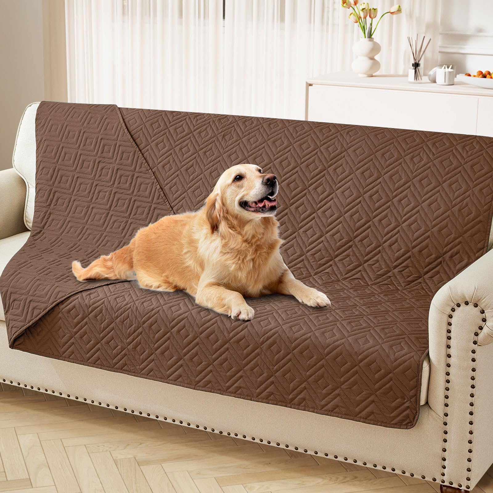 hyha Waterproof Dog Blanket, Soft Dog Bed Cover Pet Blankets, Waterproof Sofa Couch Cover for Dogs Washable, Reversible Pet Couch Covers for Sofa Furniture (52x82 Inch, Brown/Brown)