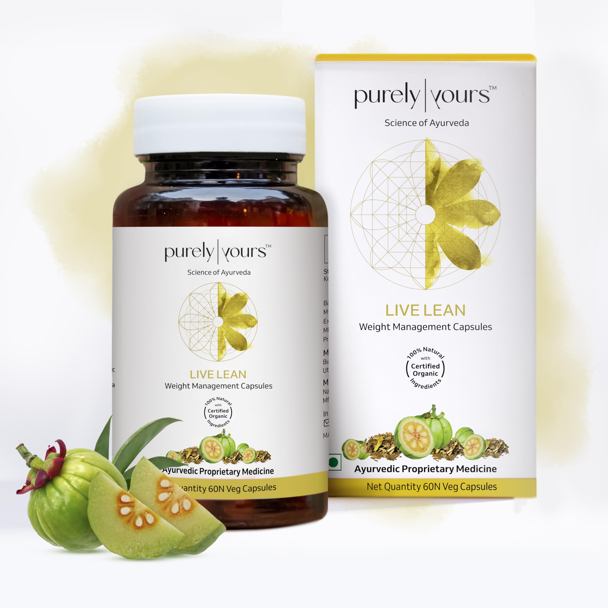 Purely Yours Live Lean Ayurvedic Capsules for Effective Metabolic Health | 100% Natural & Vegetarian | Craving Control, Fitness, & Vitality | Healthy Weight Balance | 60 Capsules