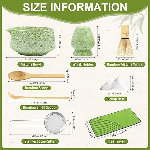 Miniatura 2 de BEWOS Juego de 8 batidores de matcha, cuenco de cerámica de 18 onzas con boquilla, tamiz matcha, soporte para batidor de matcha y batidor de matcha