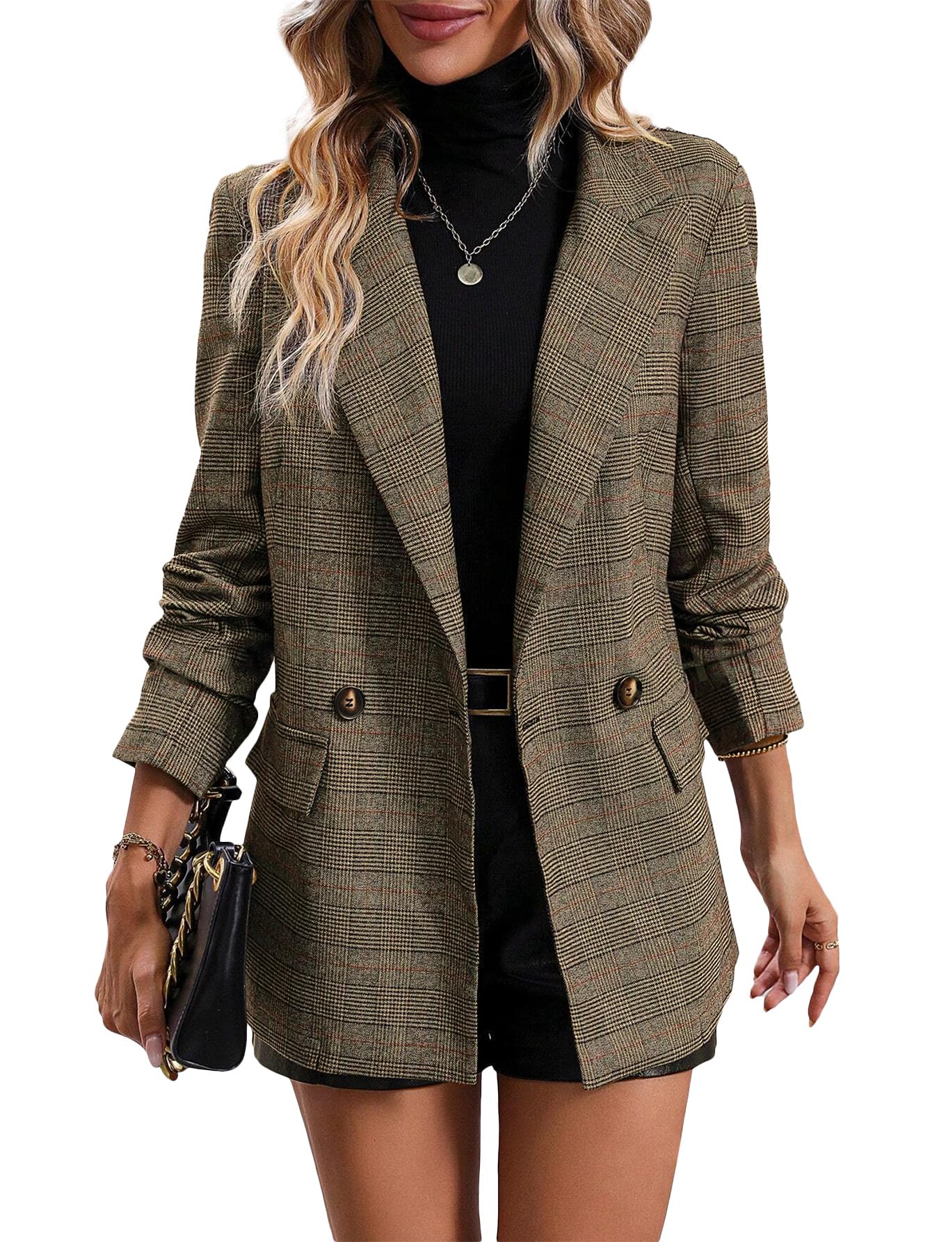 Mina Self Plaid Houndstooth Blazer