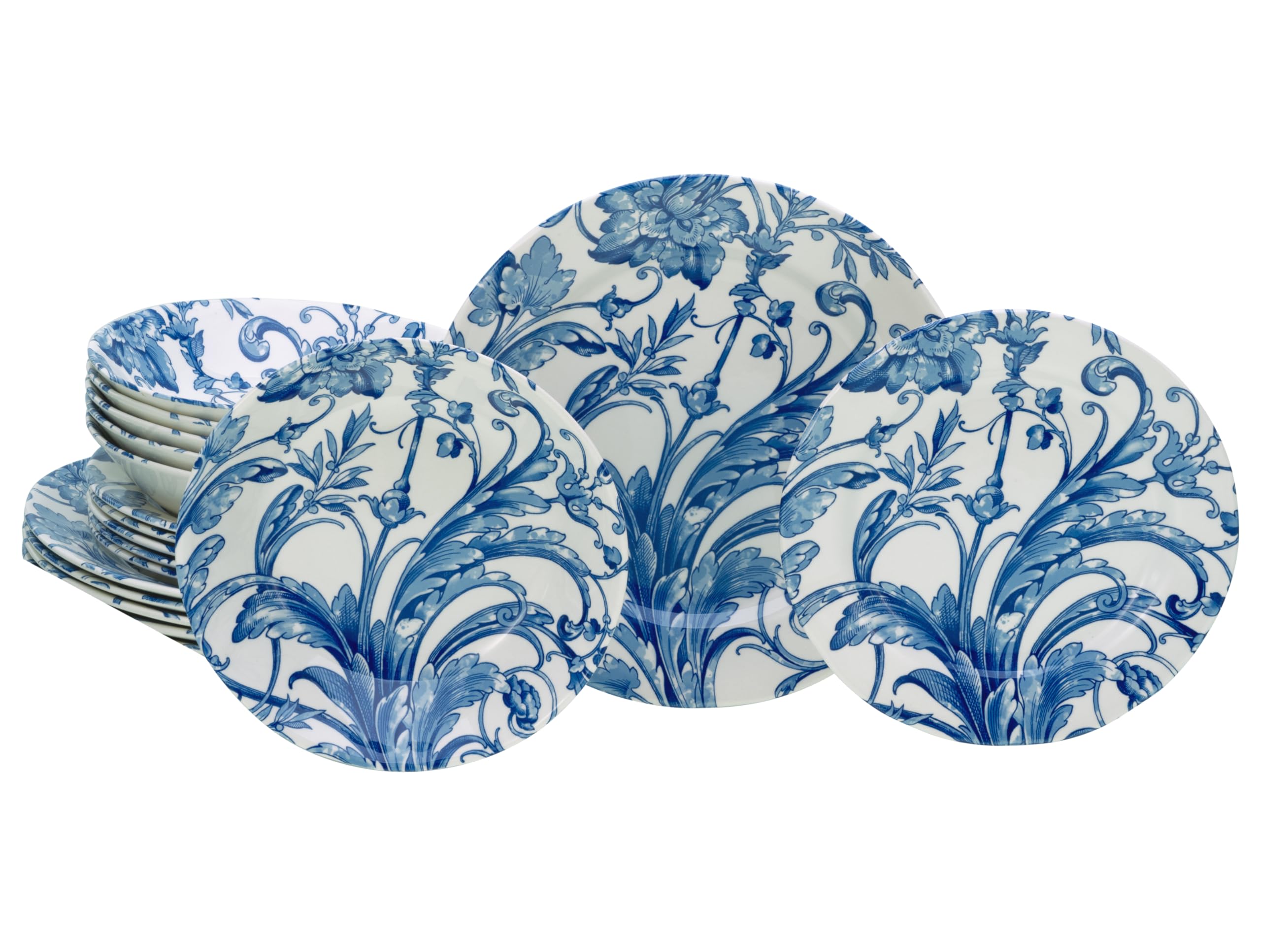 Service de vaisselle 18 pièces CreaTable Venecia Bleu, assiettes en grès
