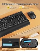 Seenda Bluetooth Billentyűzet és Egér Szett - Ergonomikus, Vezeték Nélküli QWERTZ Kiosztás, Kettős Csatlakozás (2.4G/BT), Csuklótámasszal, W 4