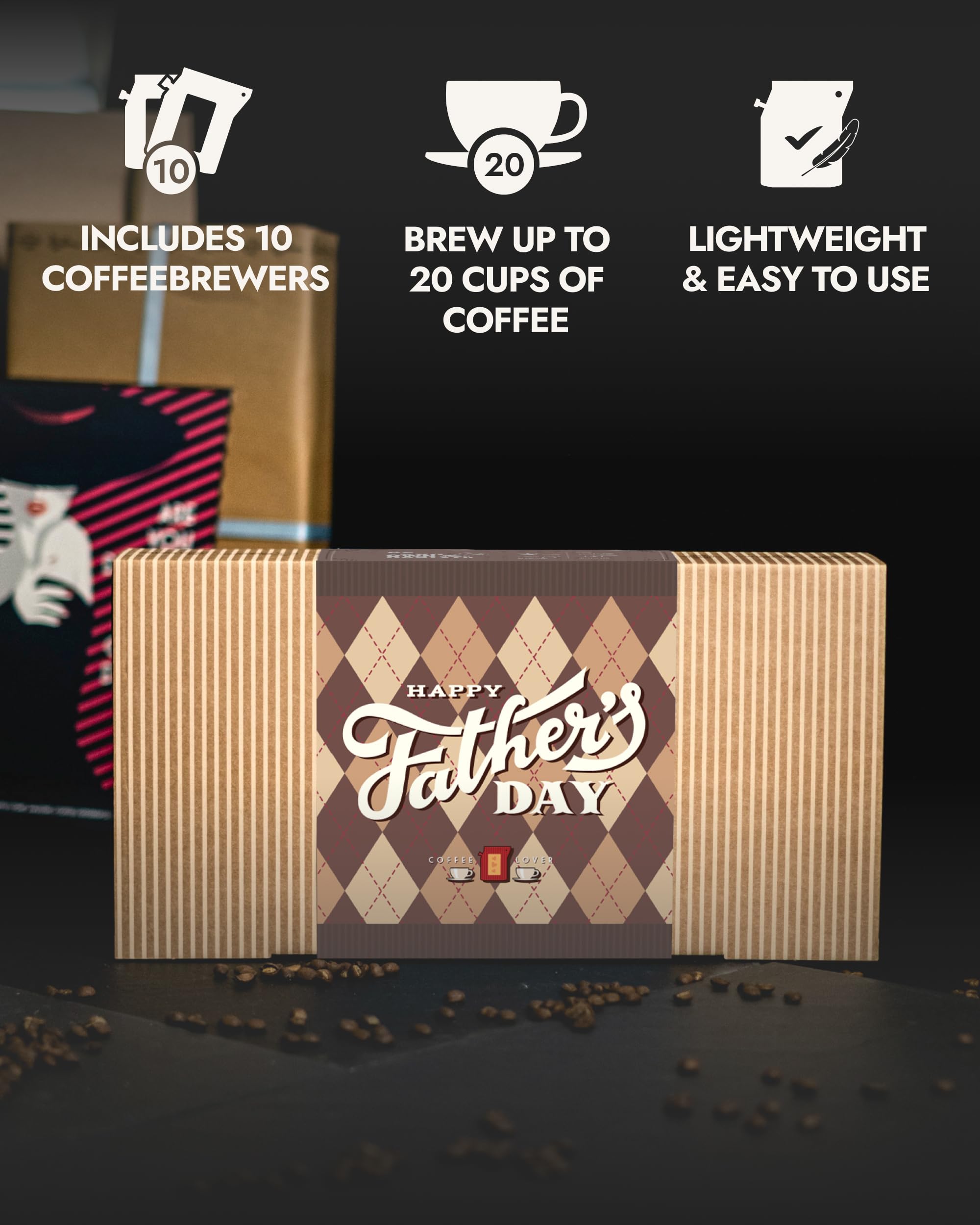 Caja de regalo para el Día del Padre para los amantes del café, 10 de los mejores cafés orgánicos y especiales del mundo | Prepara y disfruta en cualquier momento y en cualquier lugar | Buzón estilo
