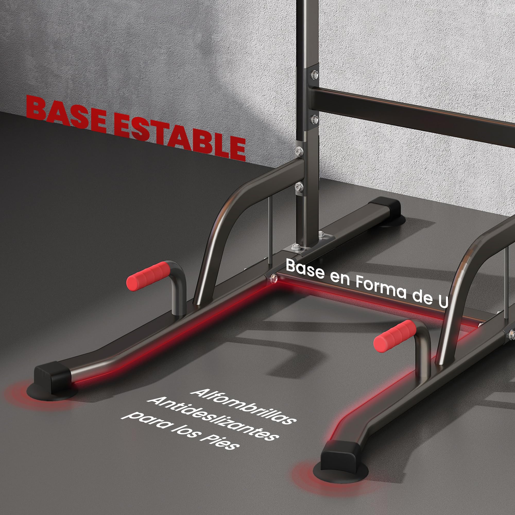 HOMCOM Barra de Dominadas Altura Regulable 189-239 cm 7 Orificios | Torre de Ejercicios, Estación Multifuncional, Entrenamiento Fitness Casa Gimnasio Oficina, Carga 120 kg