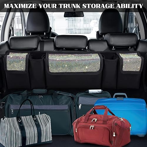 Miniatura 4 de eing Organizador de maletero de auto y almacenamiento, organizador colgante para asiento trasero para SUV, camioneta, MPV, impermeable, bolsa
