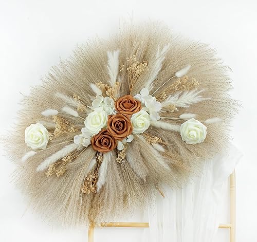 Arreglo de hierba de las pampas de 24 pulgadas Decoración de boda, decoración del hogar, mesa de corazón dulce floral seco, telón de fondo de arco