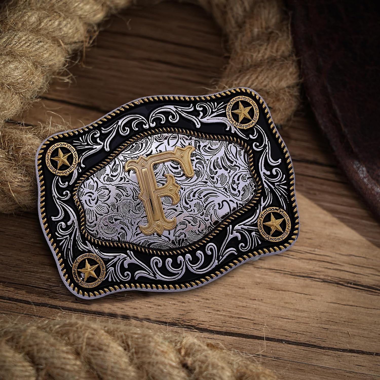 Western Belt Buckle Initial Letters ABCDJMR to Z Large Gold Cowboy Belt Buckle Cowboy Belt Buckles for Men Women - Image 6