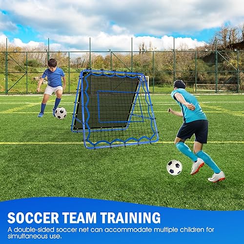 Miniatura 8 de Red de rebote de fútbol de doble cara, entrenamiento de velocidad de rebote rápido y lento para control, práctica de pases, fácil configuración de