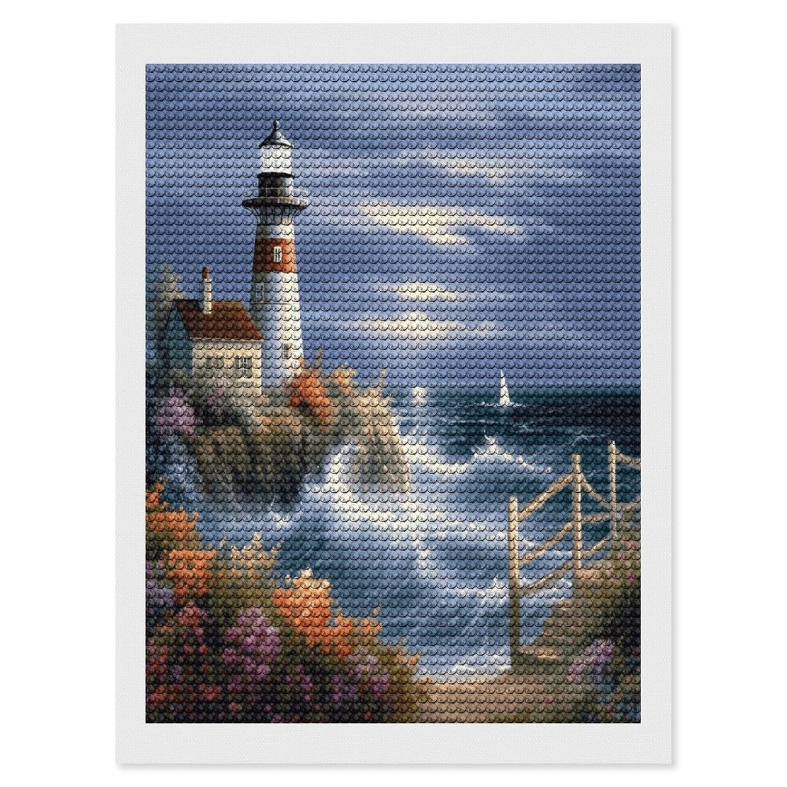 VstaDank Lighthouse Diamond Painting Diamond Painting Kits Exquisite DIY Full Round Drill Diamond Dots Painting for Adults Beginner Diamond Photo Paint with Diamond Picture Art Wall Decor 12"x16"