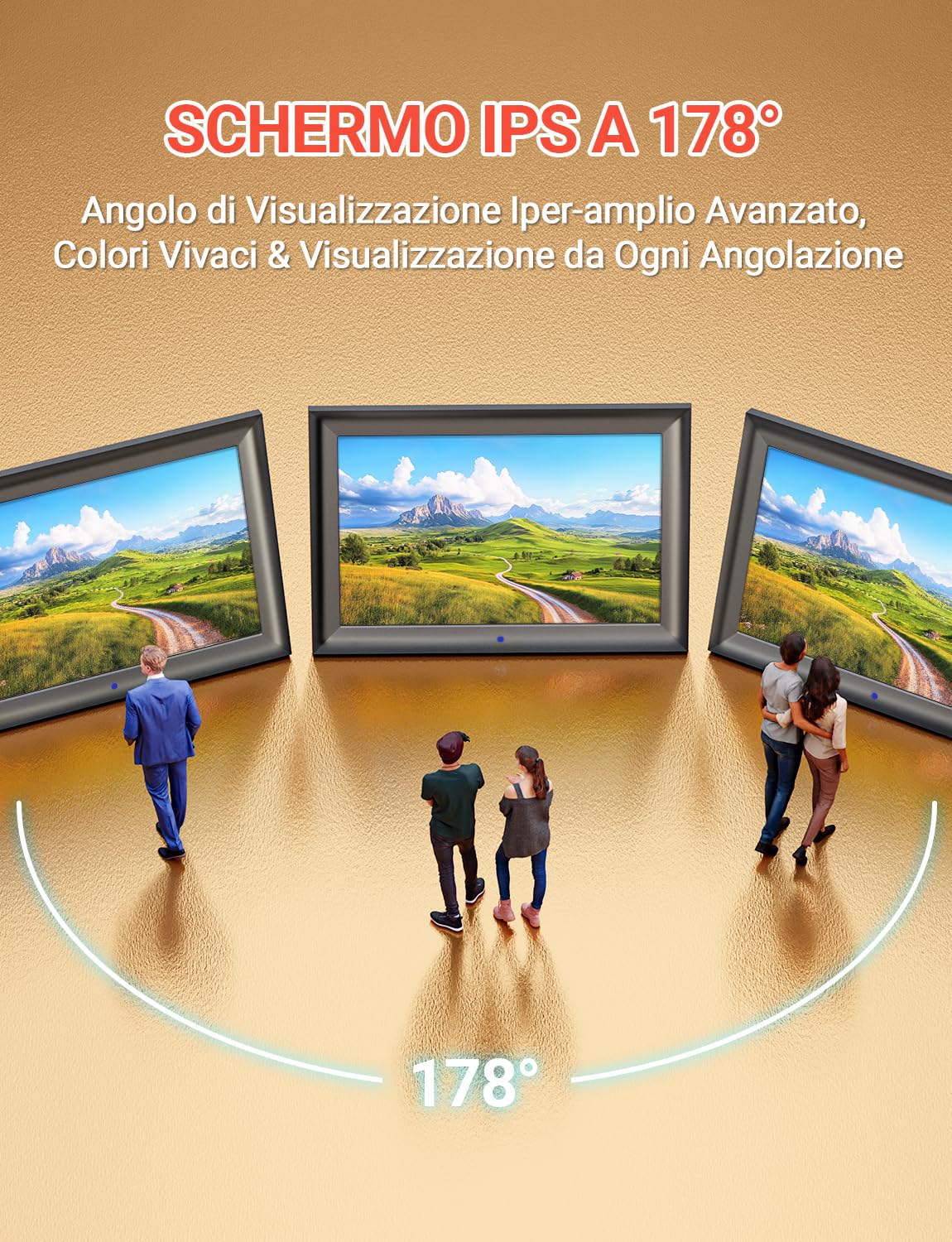 OBVHNUA Cornice Digitale 10,1 Pollici Fotocornice Digitale con Telecomando, Senza WiFi Senza Touchscreen Rotazione Automatica Supporto USB/SD, Foto Musica Video Calendario Famiglia