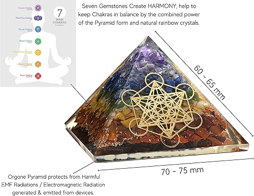 Miniatura 2 de Pirámide de orgón grande Cristal de pirámide de chakra natural Pirámide de orgonita de metatrón Pirámides de órgano Curación de energía positiva