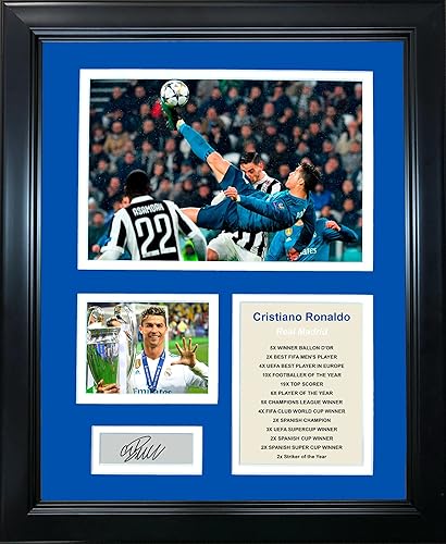 Framed Cristiano Ronaldo Facsimile Laser Engraved Signature Auto Real Madrid Soccer Futbol 11"x14" Photo Sig Collage
